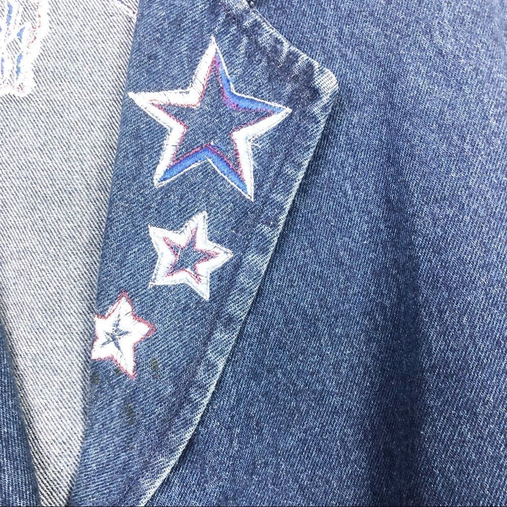 NIKKI SAGGARO | Vintage Boho Southwestern Style Denim Jean Jacket Women’s Size L - Picture 7 of 8